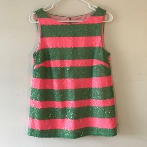 Lilly Pulitzer sequined pink and green striped top
